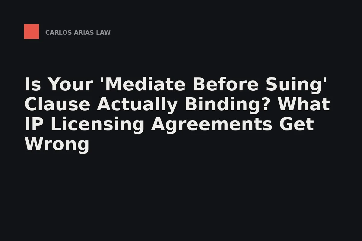 A small business owner reading the dispute-resolution clause in an IP license