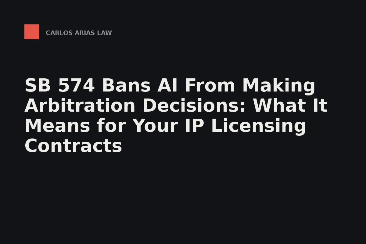 A business owner reviewing an arbitration clause in an IP licensing agreement