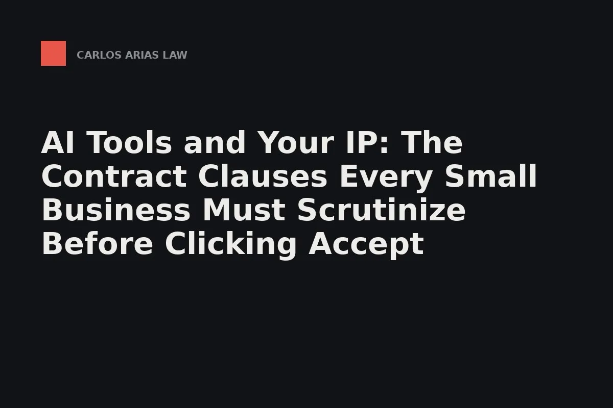 Small business owner reviewing an AI platform's terms of service before accepting